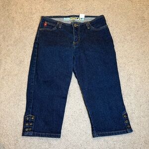 Vintage Y2K Mudd Capri Jeans Women’s 30W 16L Grommet Hem Dark Wash Denim Cropped